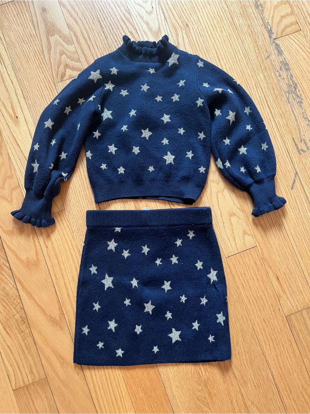 Janie and Jack 3T Navy Shining Star Knit Sweater & Skirt Set